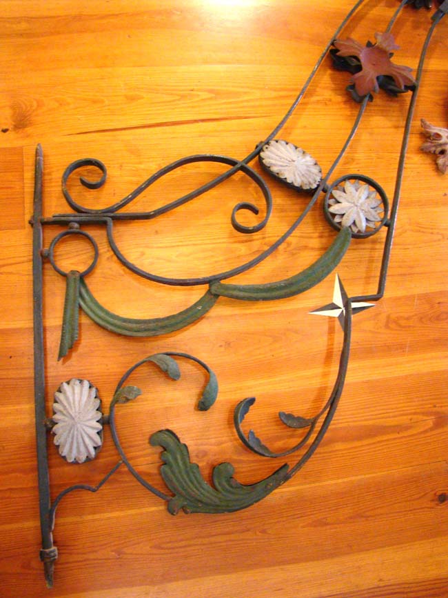 A late 19th century European wrought iron hanging sign from a railroad station — image 4